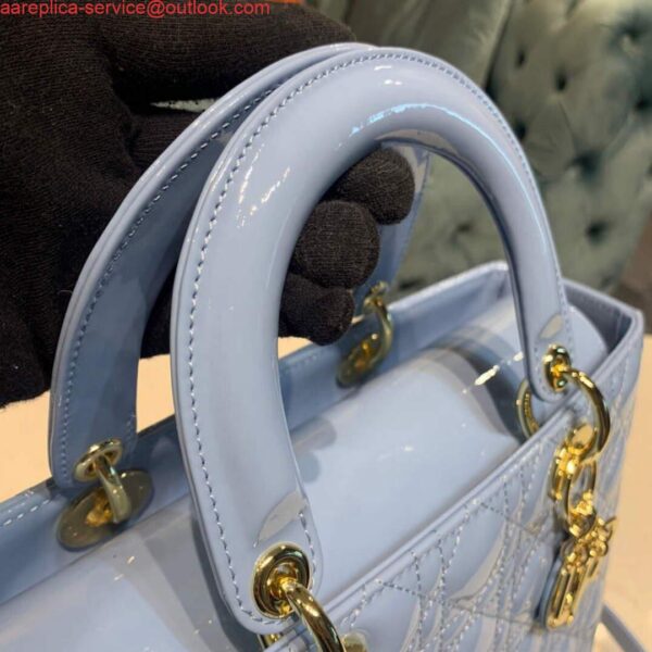 Replica Dior M0566 Large Lady Dior Cannage Calfskin Bag Blue 6