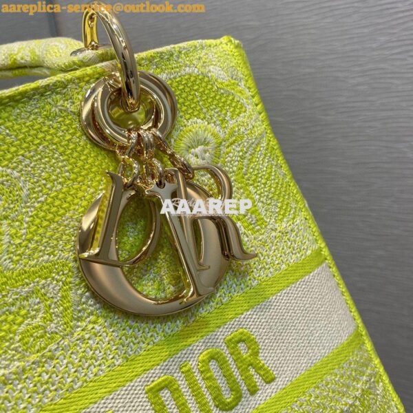 Replica Dior Medium Lady D-Lite Bag Lime Toile de Jouy Reverse Embroid 6