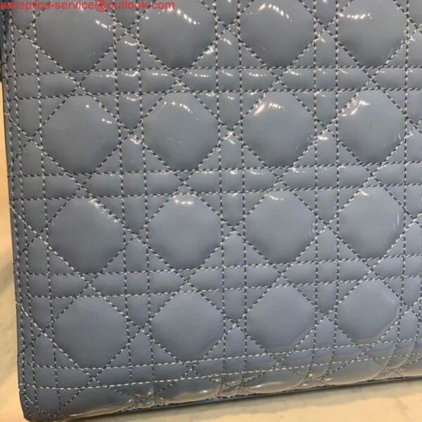 Replica Dior M0566 Large Lady Dior Cannage Calfskin Bag Blue 8