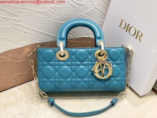 Replica Dior M0613 Small Lady D-joy Bag Blue Cannage Lambskin 3