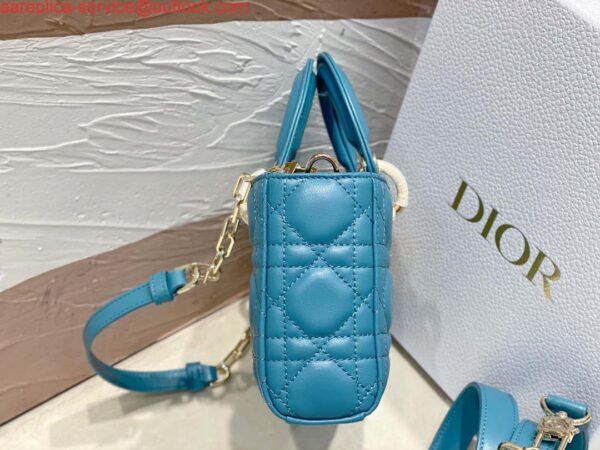 Replica Dior M0613 Small Lady D-joy Bag Blue Cannage Lambskin 4