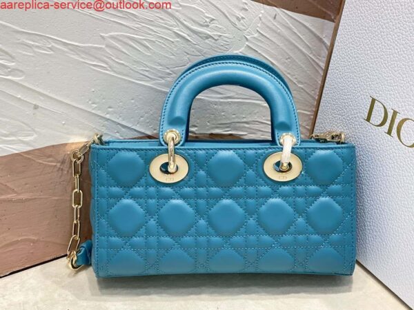 Replica Dior M0613 Small Lady D-joy Bag Blue Cannage Lambskin 5