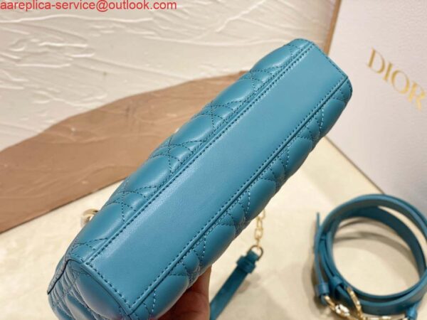 Replica Dior M0613 Small Lady D-joy Bag Blue Cannage Lambskin 6