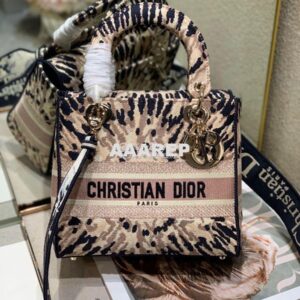 Replica Dior Medium Lady D-lite Bag Multicolor Tie & Dior Embroidery