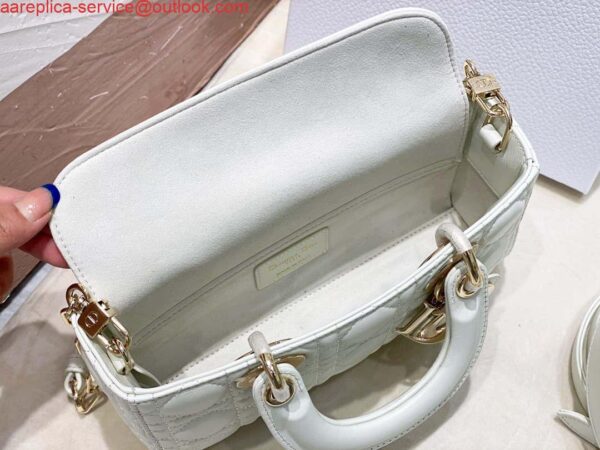 Replica Dior M0613 Small Lady D-joy Bag White Cannage Lambskin 6