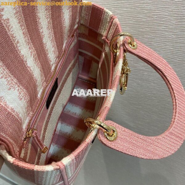 Replica Dior Medium Lady D-lite Bag Pink D-Stripes Embroidery 10