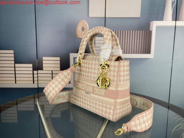 Replica Dior Medium Lady D-Life Bag M0565 Butterfly Embroidery Pink and Beige