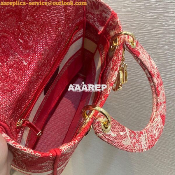 Replica Dior Medium Lady D-Lite Bag Raspberry Toile de Jouy Reverse Em 7