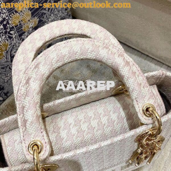 Replica Dior Medium Lady D-Lite Bag Rose Des Vents Houndstooth Embroid 8