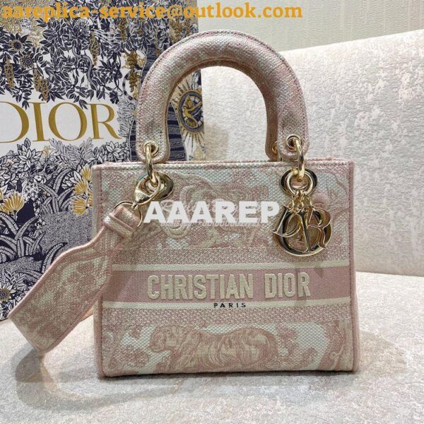 Replica Dior Medium Lady D-Lite Bag Rose Des Vents Toile de Jouy Embro 5