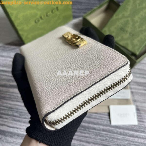 Replica Gucci 750458 Zip wallet with Interlocking G python bow White 7