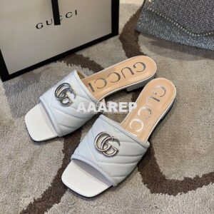 Replica Gucci Women's Slide w Double G 629730 White 2