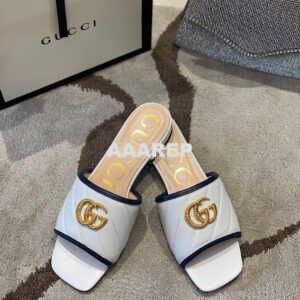 Replica Gucci Women's Slide w Double G 629730 White Black