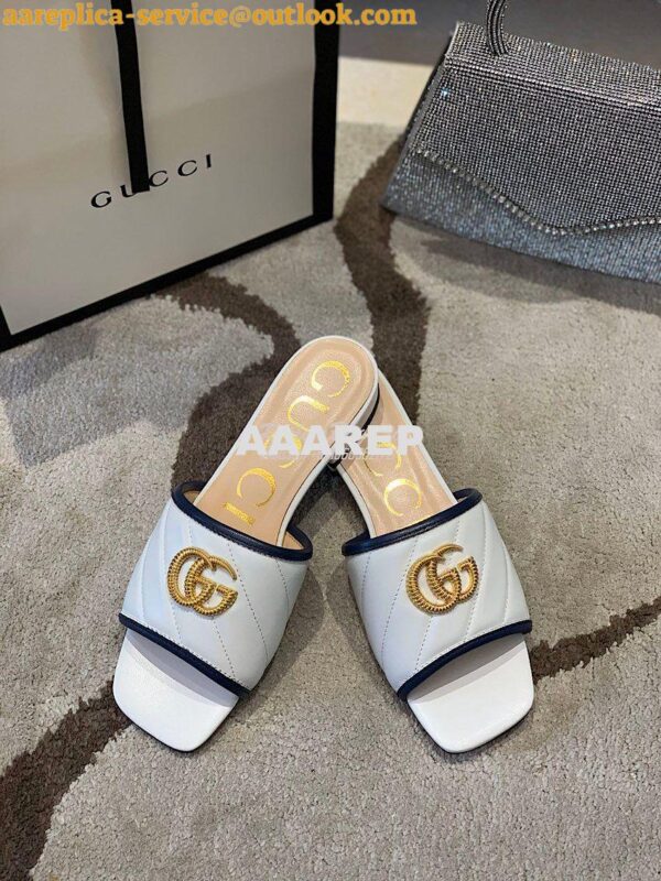 Replica Gucci Women's Slide w Double G 629730 White Black 3