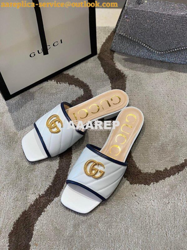 Replica Gucci Women's Slide w Double G 629730 White Black 4