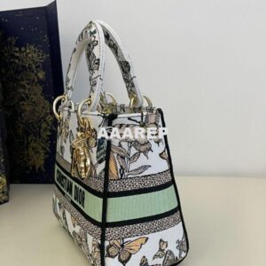 Replica Dior Medium Lady D-Lite Bag White Toile de Jouy Mexico Embroid 2