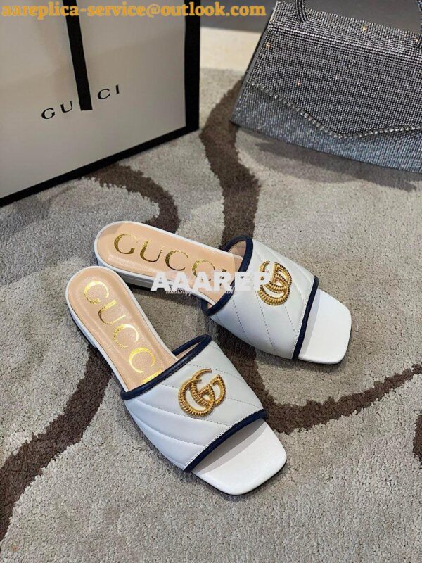 Replica Gucci Women's Slide w Double G 629730 White Black 5