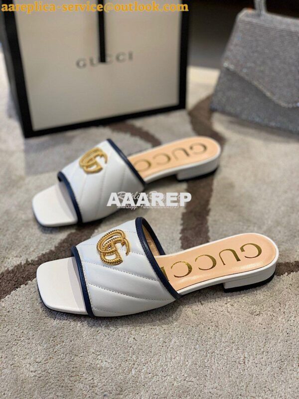 Replica Gucci Women's Slide w Double G 629730 White Black 7