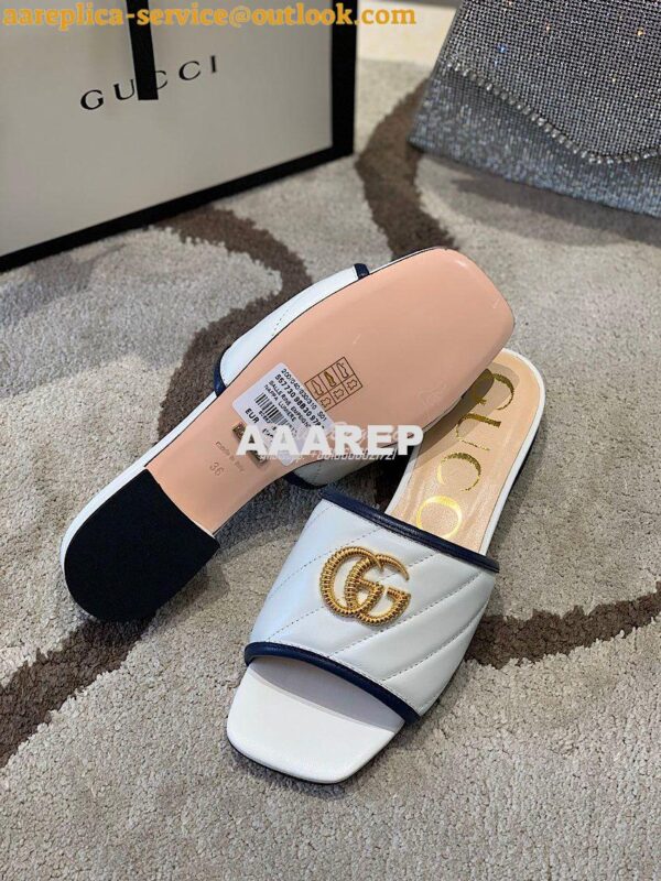 Replica Gucci Women's Slide w Double G 629730 White Black 10