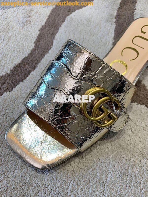 Replica Gucci Women's Slide With Double G 626742 Gold Metallic Laminat 7