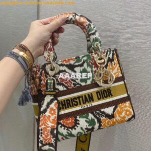 Replica Dior Medium Lady D-Lite Bag Yellow Multicolor Dior Paisley Emb