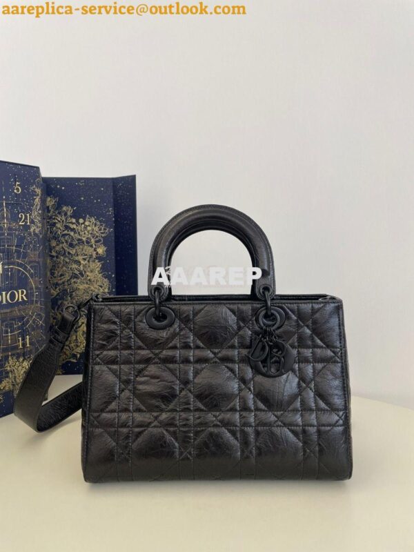 Replica Dior Medium Lady D-Sire My ABCDior Bag Black Macrocannage Crin 3