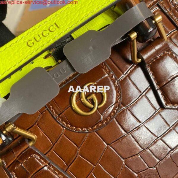 Replica Gucci Diana Mini Tote Bag Crocodile LeatherTop Handle Bag Gucci ‎655661 Brown 6