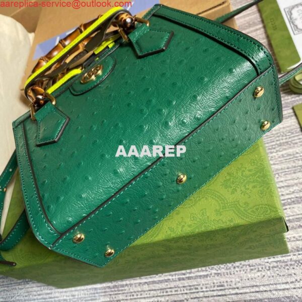 Replica Gucci Diana Mini Tote Bag Ostrich LeatherTop Handle Bag Gucci ‎655661 Green 7