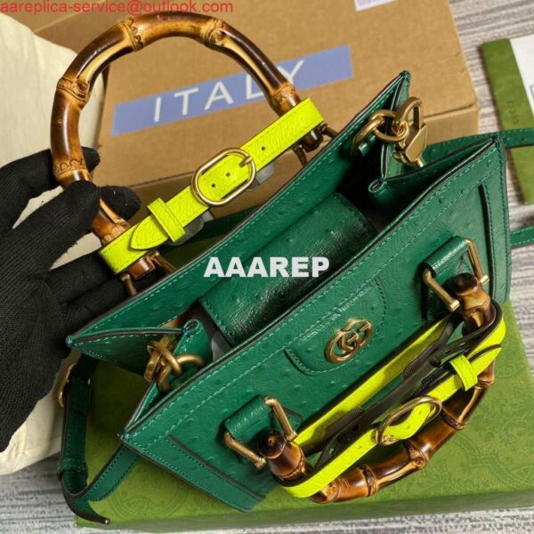 Replica Gucci Diana Mini Tote Bag Ostrich LeatherTop Handle Bag Gucci ‎655661 Green 8