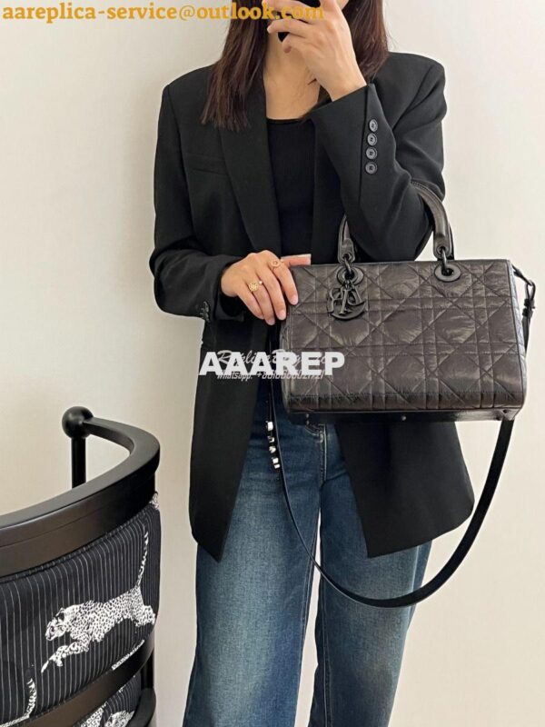 Replica Dior Medium Lady D-Sire My ABCDior Bag Black Macrocannage Crin 14