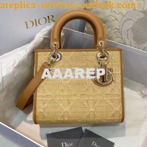 Replica Dior Medium Lady Dior Bag Natural Cannage Raffia M0565