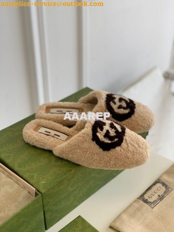 Replica Gucci Women's Slipper With Interlocking G 658897 Light Brown 7