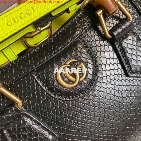 Replica Gucci Diana Mini Tote Bag Snake Top Handle Bag Gucci ‎655661 Black 4