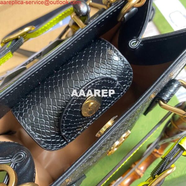 Replica Gucci Diana Mini Tote Bag Snake Top Handle Bag Gucci ‎655661 Black 8