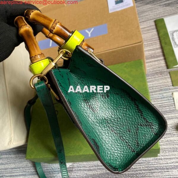 Replica Gucci Diana Mini Tote Bag Snake Top Handle Bag Gucci ‎655661 Green 4