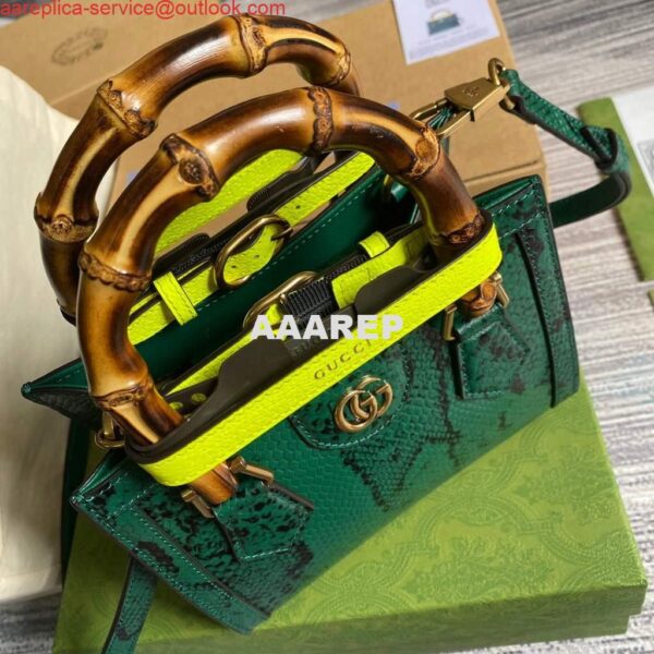 Replica Gucci Diana Mini Tote Bag Snake Top Handle Bag Gucci ‎655661 Green 5