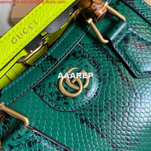 Replica Gucci Diana Mini Tote Bag Snake Top Handle Bag Gucci ‎655661 Green 7