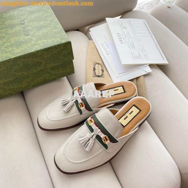 Replica Gucci Women's Slipper With Tassels 659628 White 3