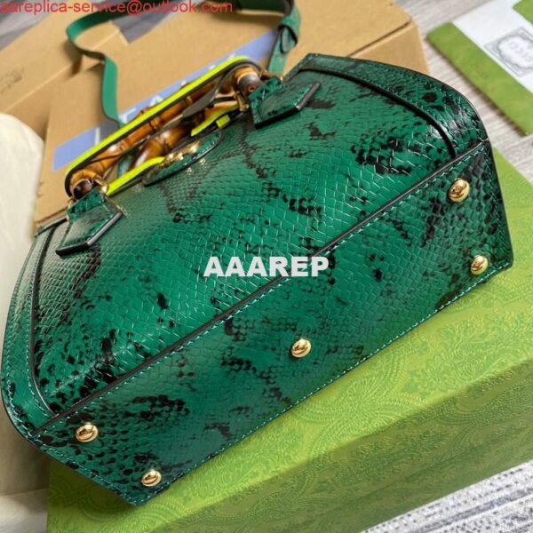 Replica Gucci Diana Mini Tote Bag Snake Top Handle Bag Gucci ‎655661 Green 8