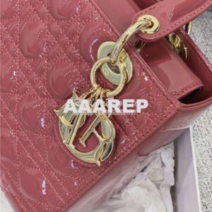 Replica Dior Medium Lady Dior Flap Cover Patent Calfskin Bag M0565 Mal 2