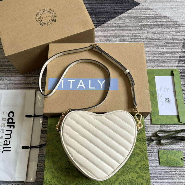 Replica Gucci 751628 Interlocking G Mini Heart Shoulder Bag White 3