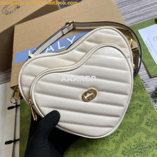 Replica Gucci 751628 Interlocking G Mini Heart Shoulder Bag White 7