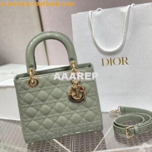 Replica Dior Medium Lady Dior Flap Cover Patent Calfskin Bag M0565 Sto