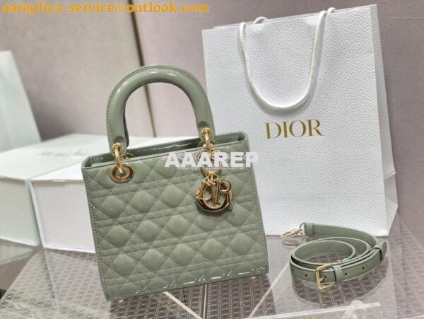 Replica Dior Medium Lady Dior Flap Cover Patent Calfskin Bag M0565 Sto 3