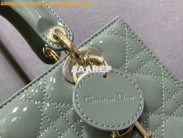 Replica Dior Medium Lady Dior Flap Cover Patent Calfskin Bag M0565 Sto 9