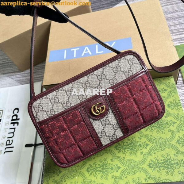 Replica Gucci 751914 Mini GG Canvas Mini Shoulder Bag Red 5