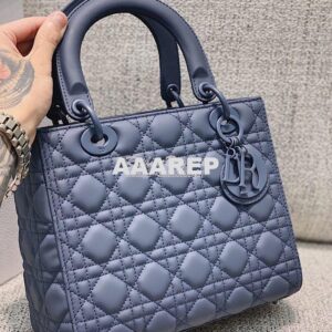 Replica Dior Medium Lady Dior Ultra-Matte Denim Blue Tote Bag M0565 2