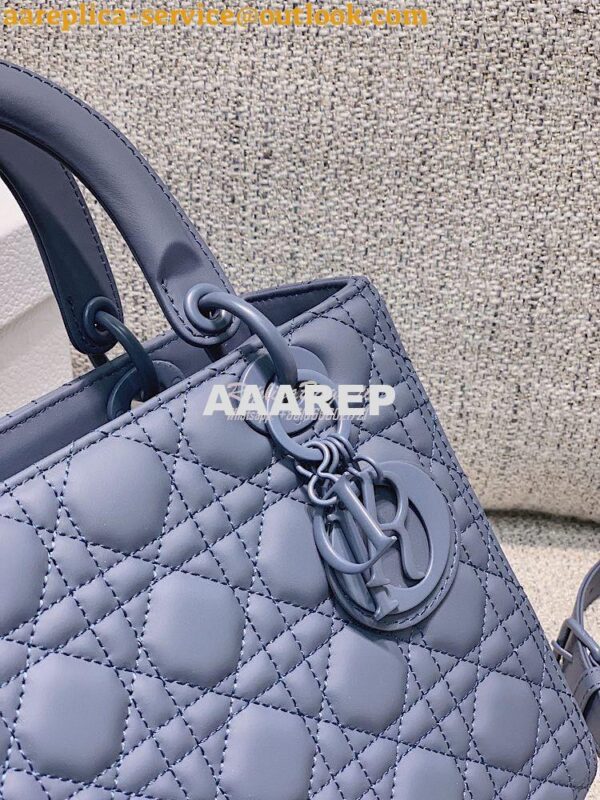 Replica Dior Medium Lady Dior Ultra-Matte Denim Blue Tote Bag M0565 8