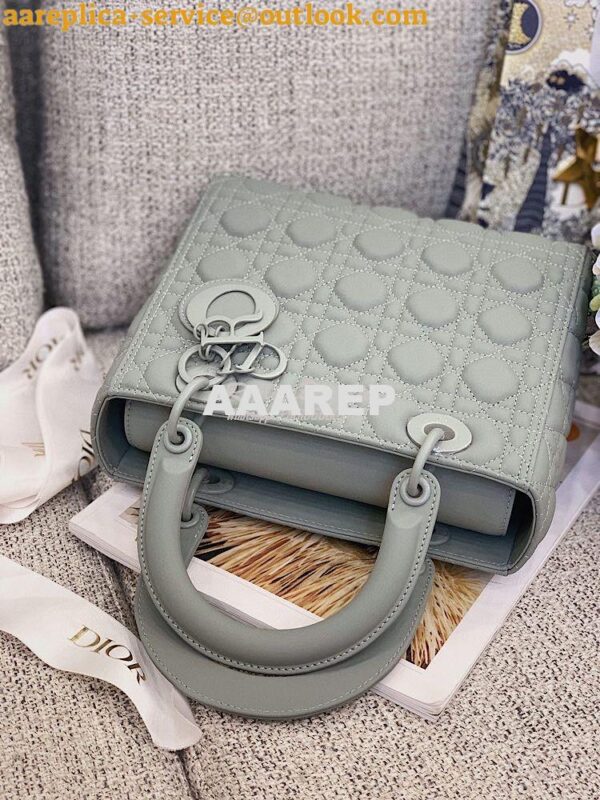 Replica Dior Medium Lady Dior Ultra-Matte Stone Gray Tote Bag M0565 6