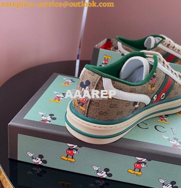 Replica Men Women's Gucci Tennis 1977 Sneaker 606110 Beige Ebony Micke 9